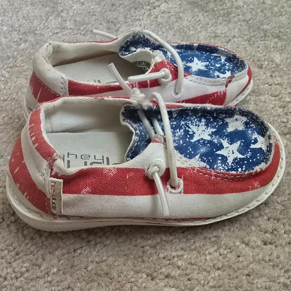 KIDS' HEYDUDE WENDY PATRIOTIC CASUAL SHOES toddler size 5